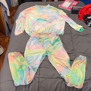 Velvet Tie Dye Long Sleeve/Long Pants Set size S